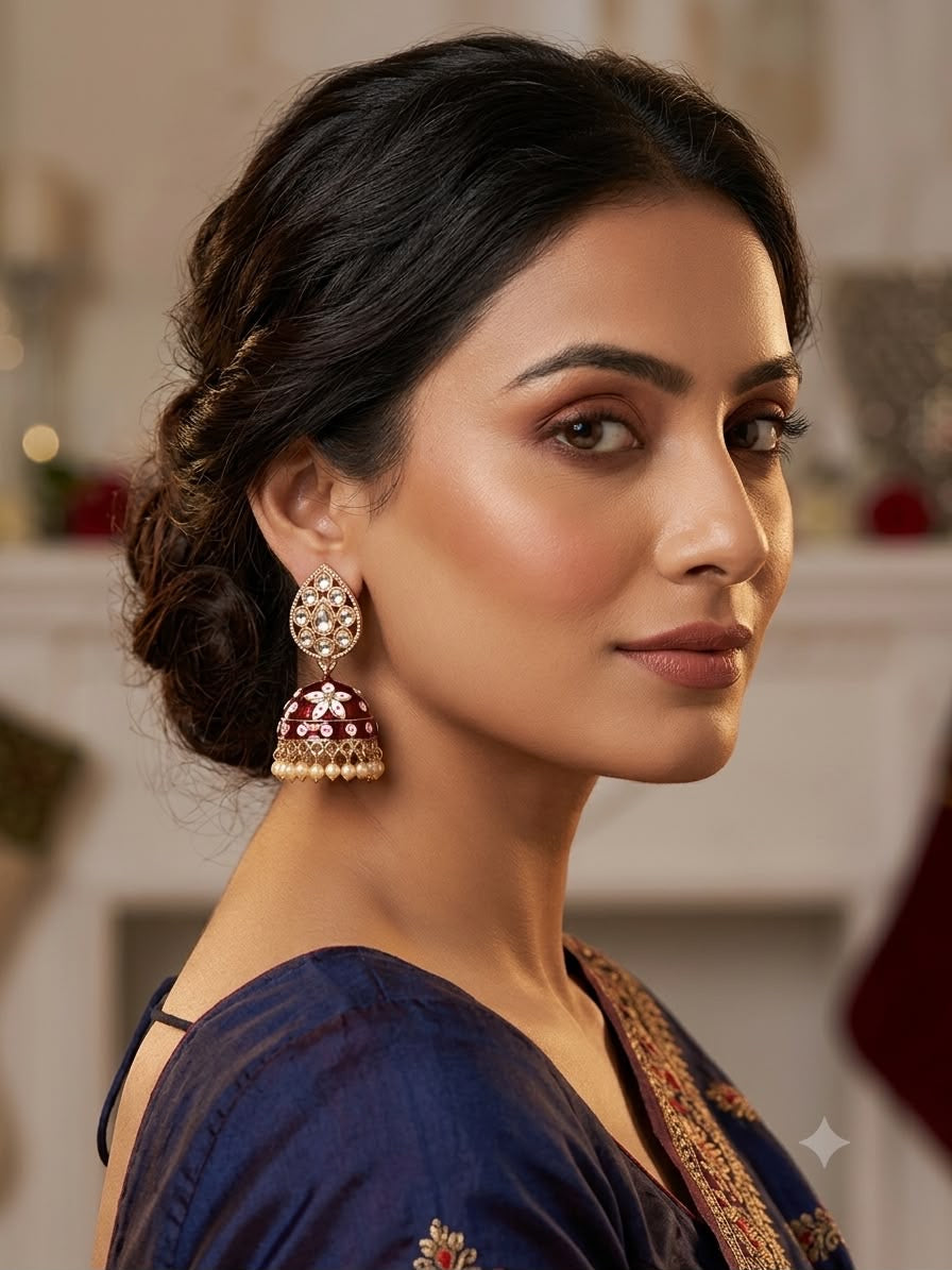 Maroon Drop jhumki