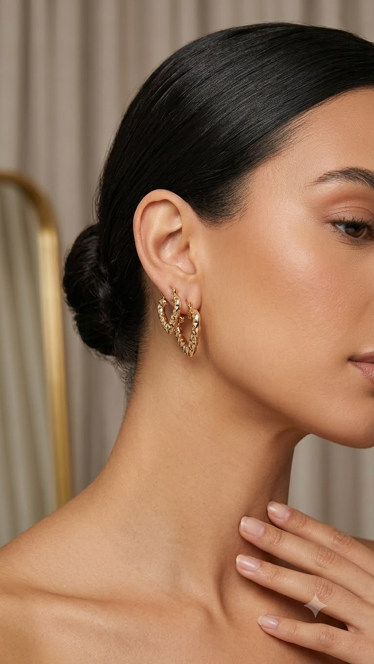 Heart textured hoops