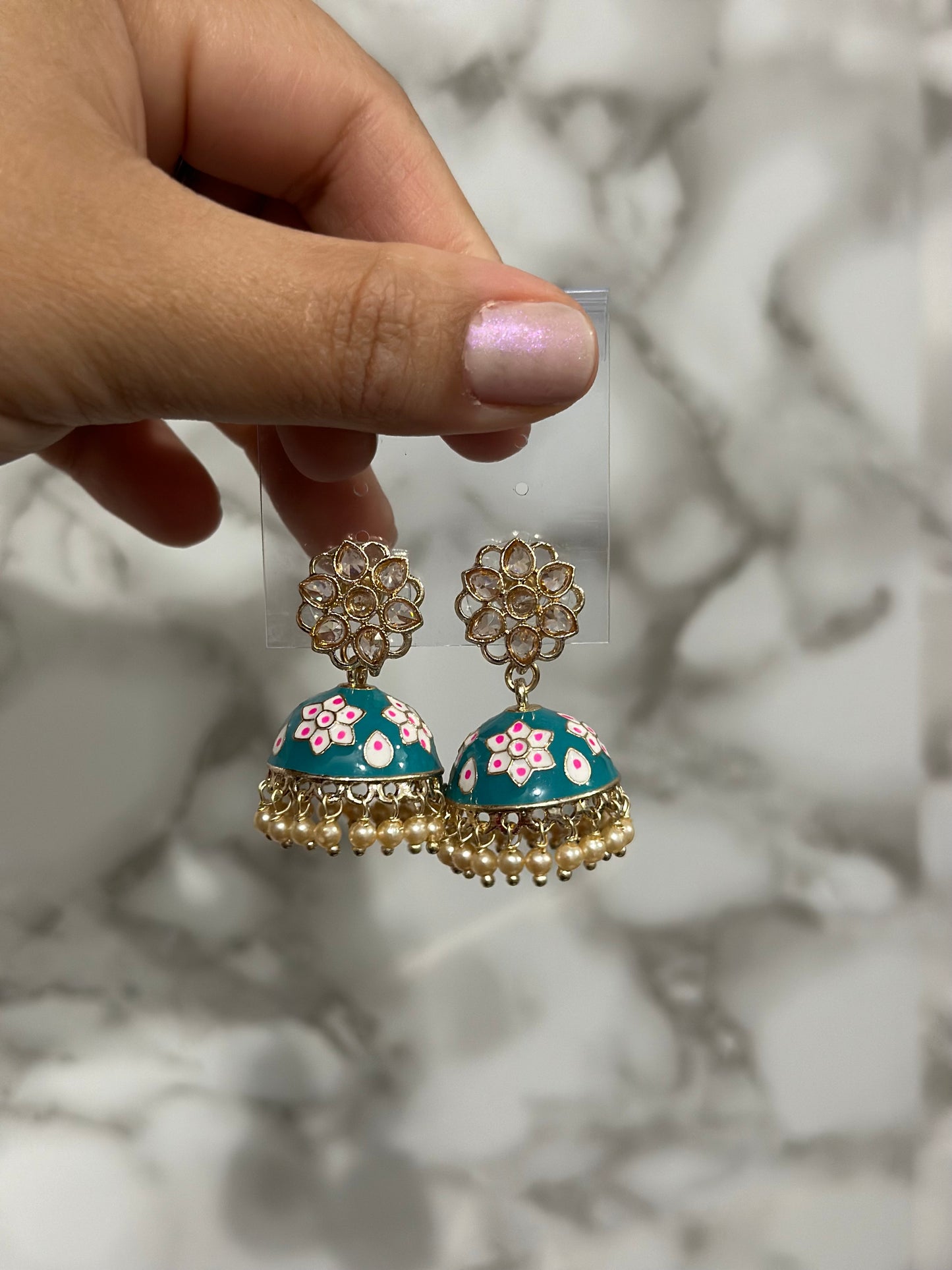Meena flower jhumki