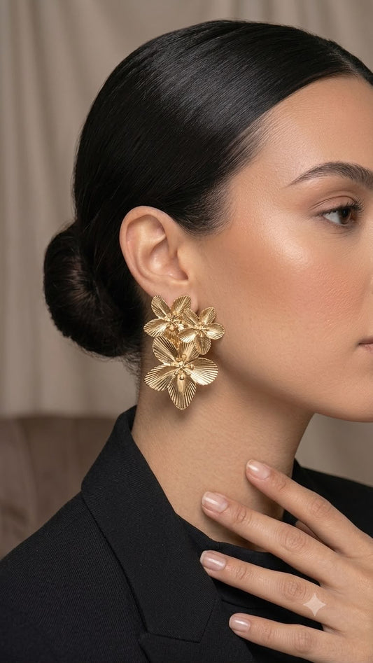 Floral 18 k gold plated earings